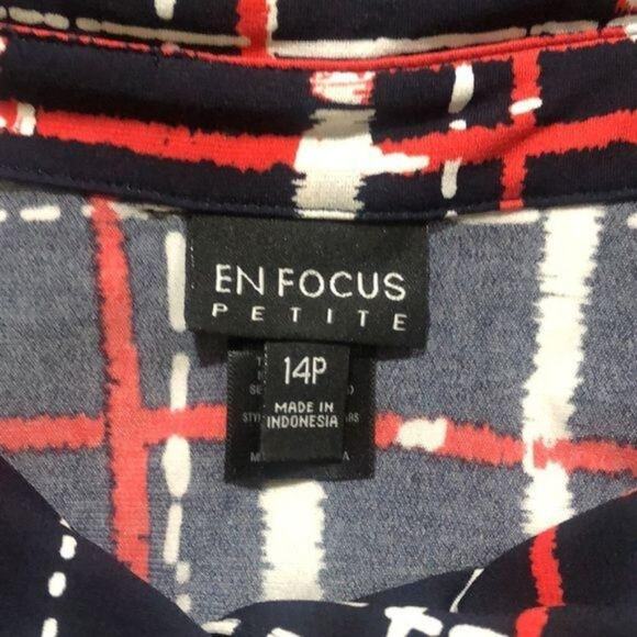 EnFocus 14P red white blue check summer dress - Picture 8 of 11